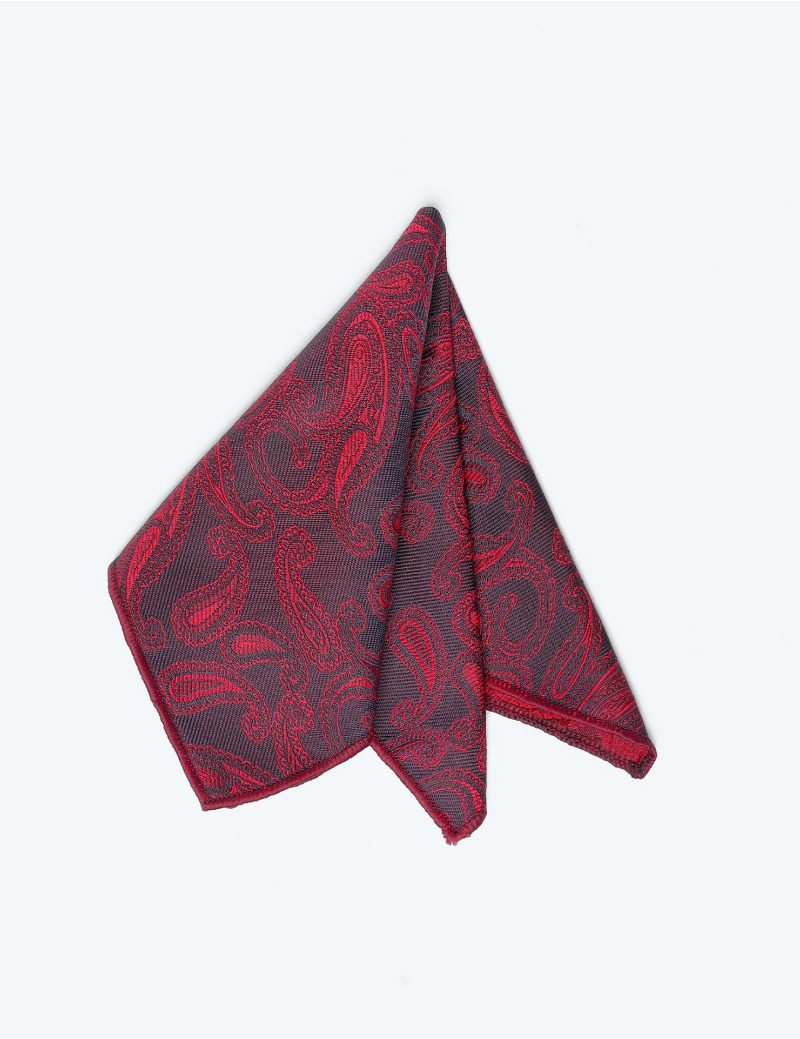 PS01N00-Navy-1 Paisley-maroon Pocket square
