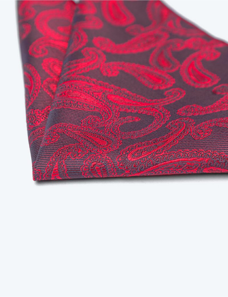 PS01N00-Navy-2 Paisley-maroon Pocket square
