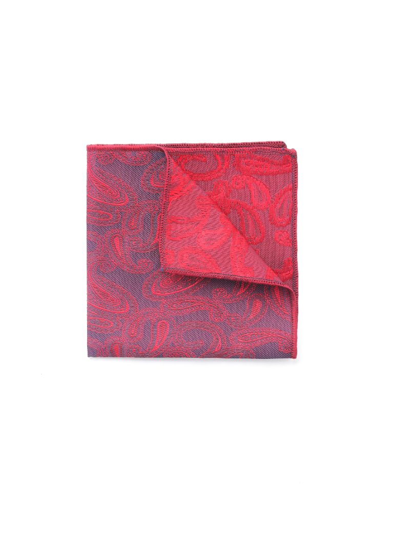 PS01N00-Navy-3 Paisley-maroon Pocket square