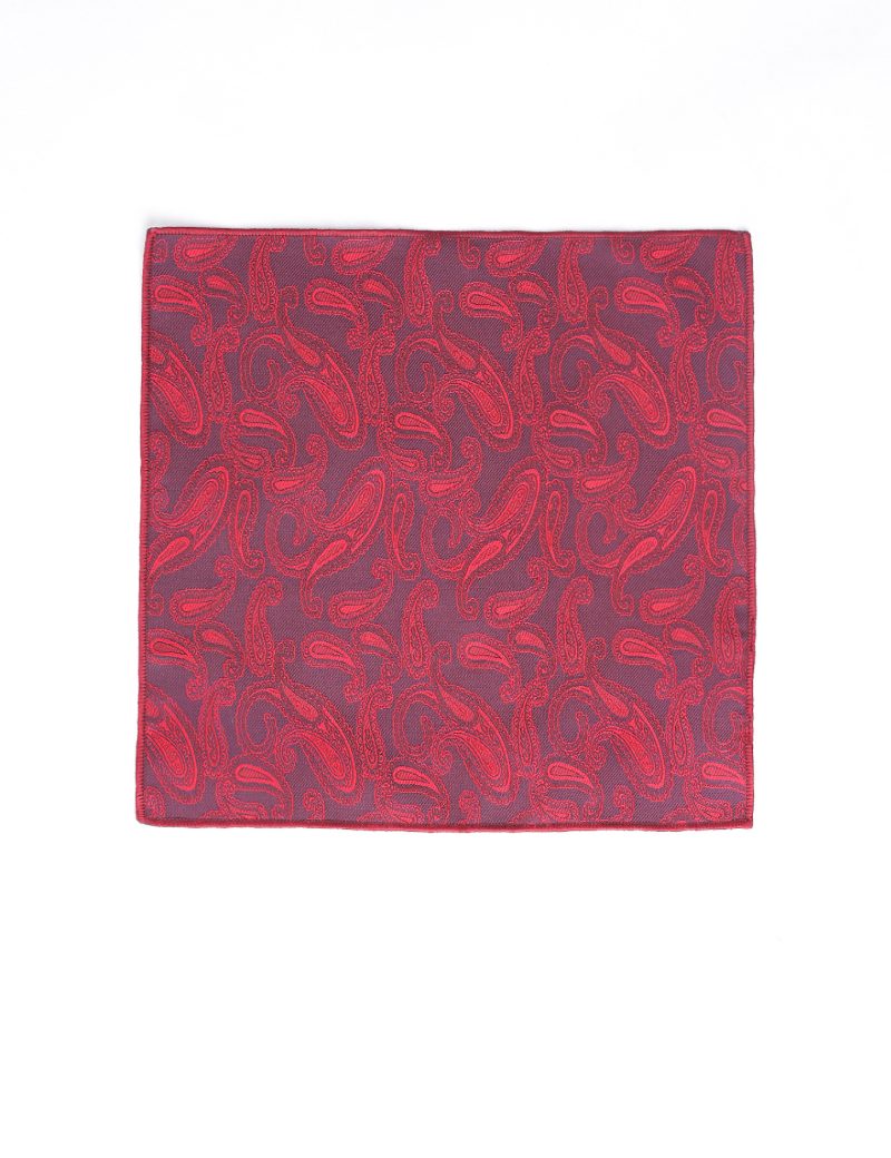 PS01N00-Navy-4 Paisley-maroon Pocket square