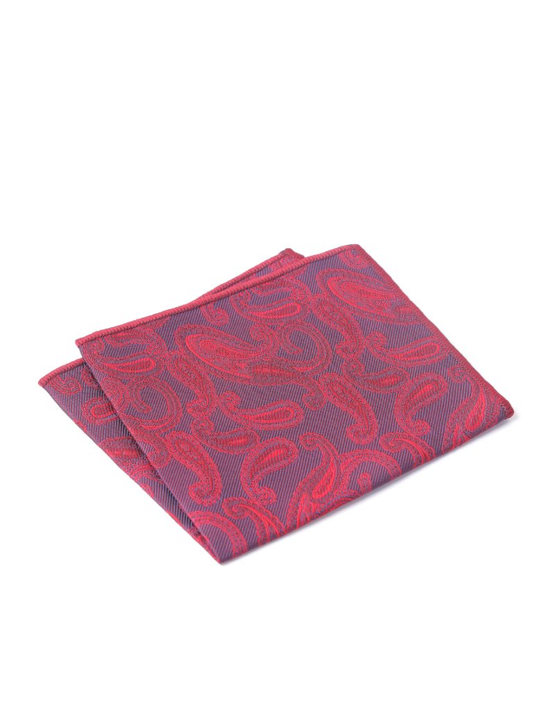 PS01N00-Navy-5 Paisley-maroon Pocket square
